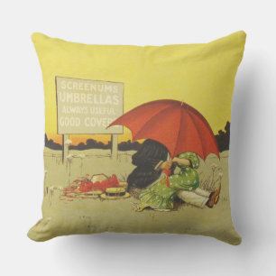 Coussin Amoureux parasol vintage plage