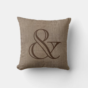 Coussin Ampersand Burlap Look Rustique Mariage Keepsaké
