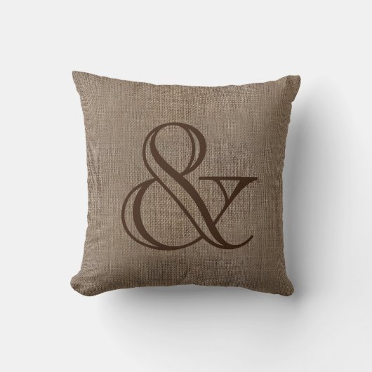 Coussin Ampersand Burlap Look Rustique Mariage Keepsaké (Recto)