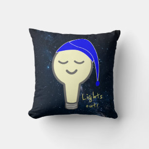 Coussin Ampoule avec fond étoilé 'Lumières éteintes'