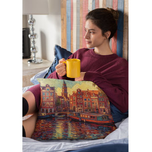 Coussin Amsterdam canal maisons de style van Gogh
