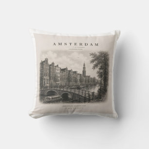 Coussin Amsterdam Conception de ville de voyage vintage