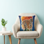 Coussin Amur Tiger Cub & Moon Wildlife Imaginaire Art (Chaise)