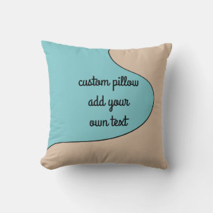Coussin amusant ajouter du texte abstrait turquoise et bro