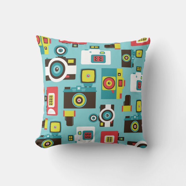 Coussin Amusant Colorful Retro Lomo Cameras Motif (Bleu) (Recto)