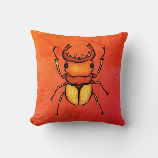 Coussin Amusant de coléoptère orange - Plaisir de l'amoure (Recto)