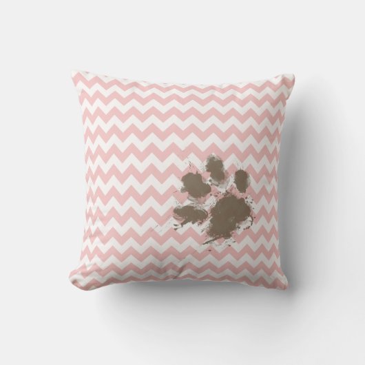 Coussin Amusant Empreinte de patte sur Baby Pink, Light Pi (Recto)