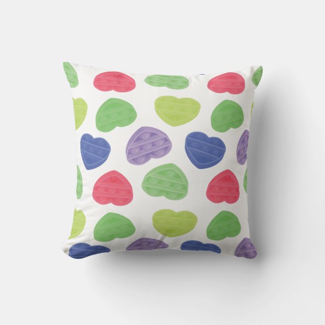Coussin Amusant et tendance Poppit Pop-it coeurs design (Recto)