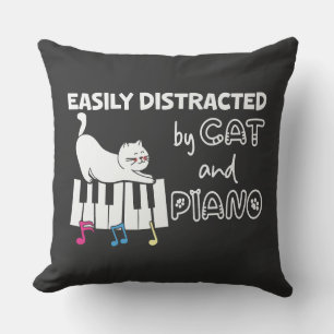 Coussin Amusant Facilement Distrait par Chat et Piano Musi