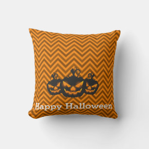 Coussin Amusant Halloween Chevron Motif avec Citrouille