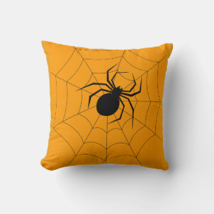 Coussin Amusant Joyeux Halloween Noir & Toile d'araignée o