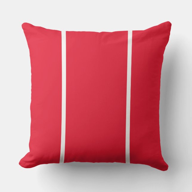 Coussin Amusant Moderne Rouge Clair Deux Sportif Blanc Str (Recto)