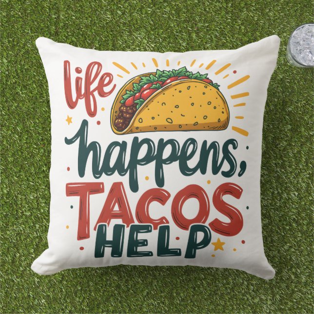 Coussin Amusant Taco Lover Fiesta Humour alimentaire Art B (Herbe)