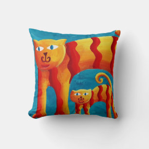 Coussin Amusant tendance fantaisiste courbe chat et chaton
