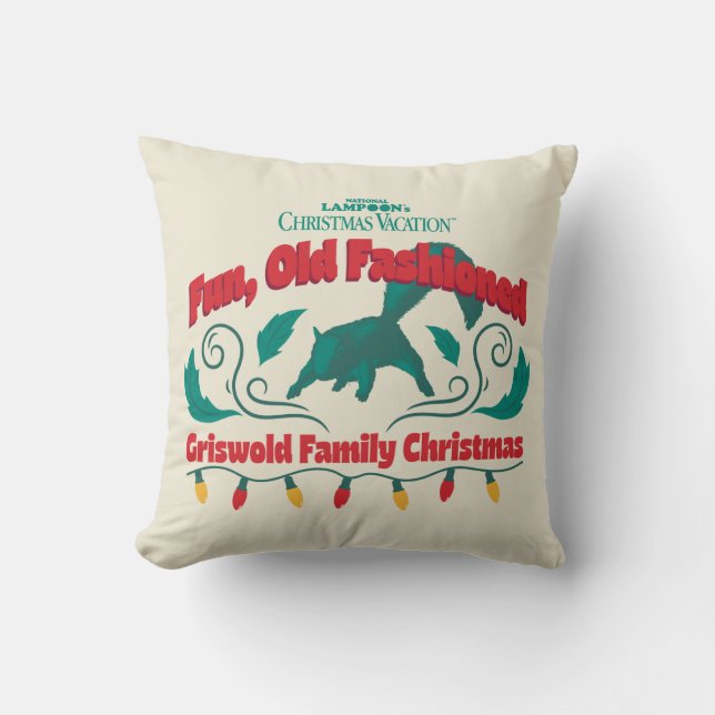 Coussin Amusant, vieux style Griswold Noël de famille (Recto)