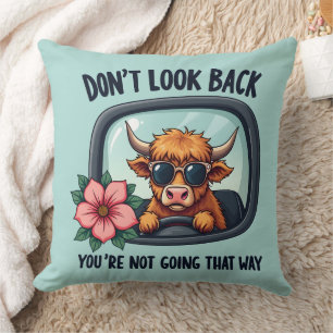 Coussin Amusante vache Highland Retro Western Motivational