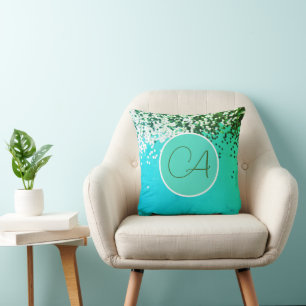 Coussin Amusants Confetti Monogramme Turquoise Jeu d'oreil