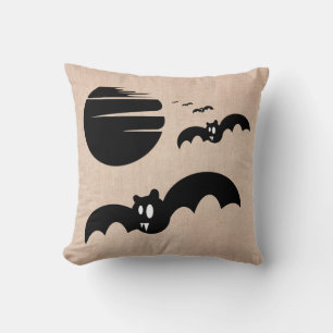 Coussin Amusants Halloween Trick ou Treat Bats Burlap