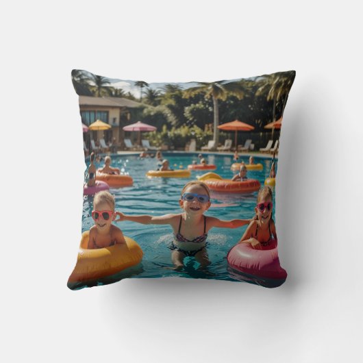 Coussin Amusement à la piscine (Verso)