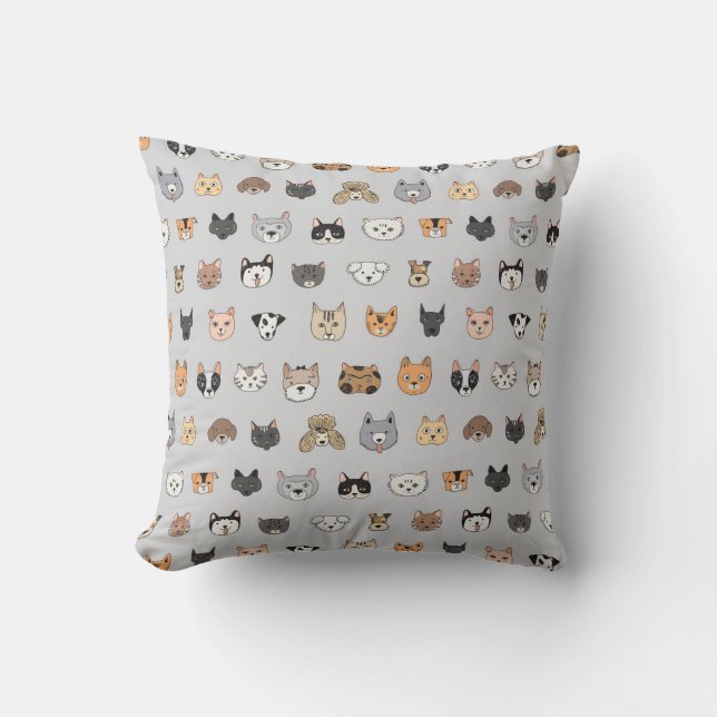 Coussin Amusement animal : Chiens de chats Doodle Mix (Recto)