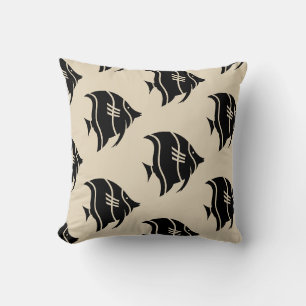 Coussin amusement motif rayé nautique poisson
