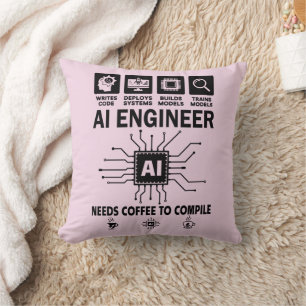 Coussin Amusing ingénieur IA amateur a besoin de café pour