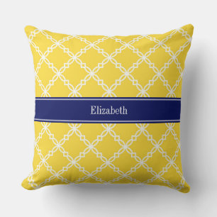 Coussin Ananas Blanc Fantaisie Quatrefeuilles Marine Monog