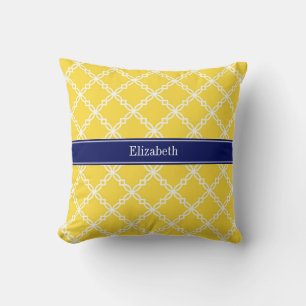 Coussin Ananas Blanc Fantaisie Quatrefeuilles Marine Monog