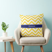 Coussin Ananas Blanc LG Chevron Marine Nom bleu Monogramme (Chaise)