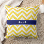 Coussin Ananas Blanc LG Chevron Marine Nom bleu Monogramme (Couverture)