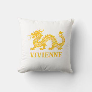 Coussin Ananas Chinoiserie Jaune Dragon Nom personnalisé