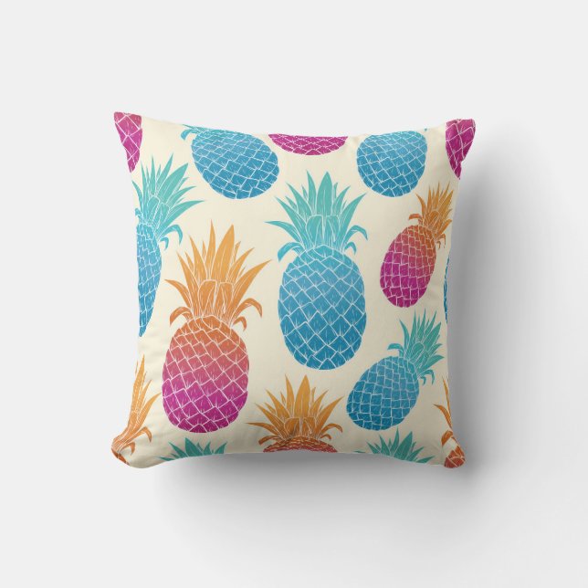 Coussin Ananas coloré Arrière - plan jaune clair (Recto)