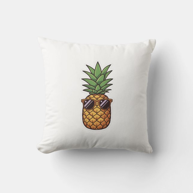 Coussin Ananas Cool avec des Lunettes de Soleil (Recto)