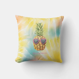 Coussin Ananas Cool, Tie-Dye Arc-en-Ciel Aquarelle 
