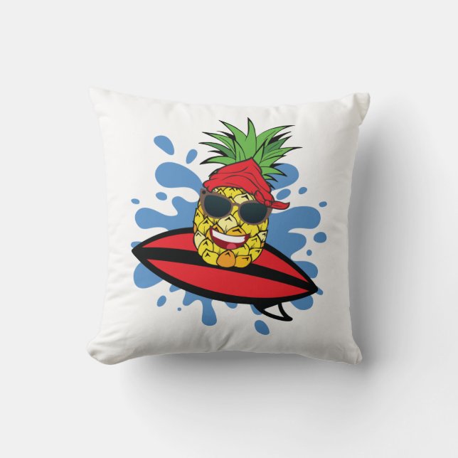 Coussin Ananas de surf drôle (Recto)