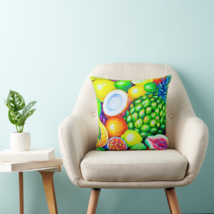 Coussin Ananas et fruits tropicaux. Commandez dès maintena
