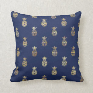 Coussin Ananas Gold sur Navy Blue
