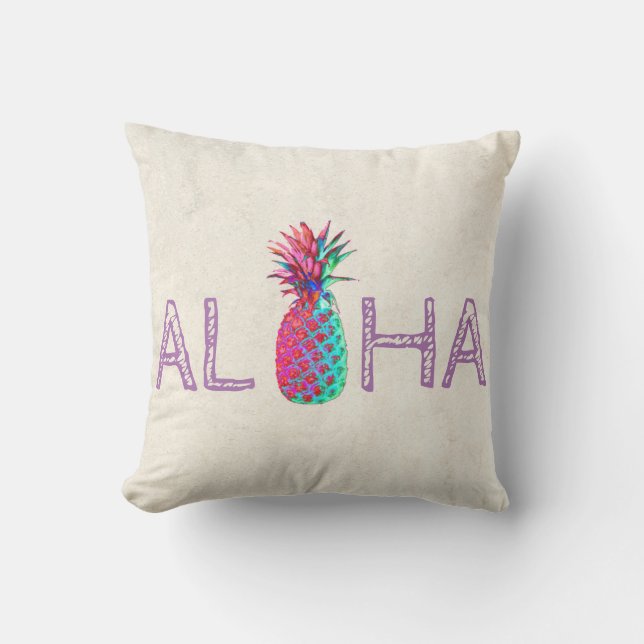 Coussin Ananas Hawaïen Adorable Aloha (Recto)