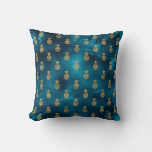 Coussin Ananas métallique turquoise Élégant Chic