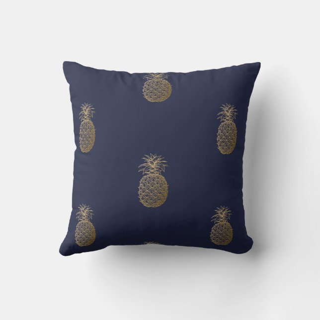 Coussin Ananas Or, Grille - Personnalisé (Verso)