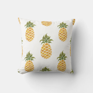 Coussin Ananas peint à la main, arrière - plan aquarelle.