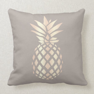 Coussin Ananas rose et gris d'or d'en cuivre assez éléga