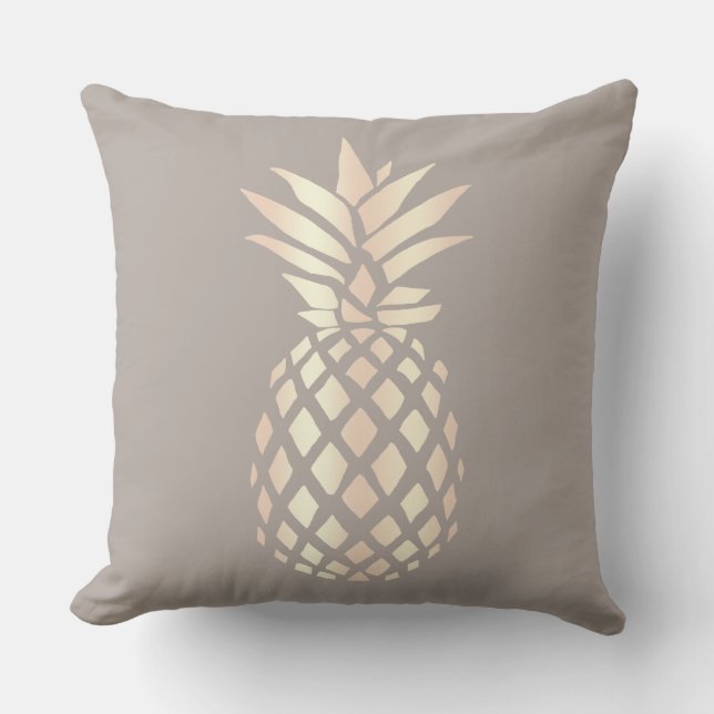 Coussin Ananas rose et gris d'or d'en cuivre assez élégant (Recto)