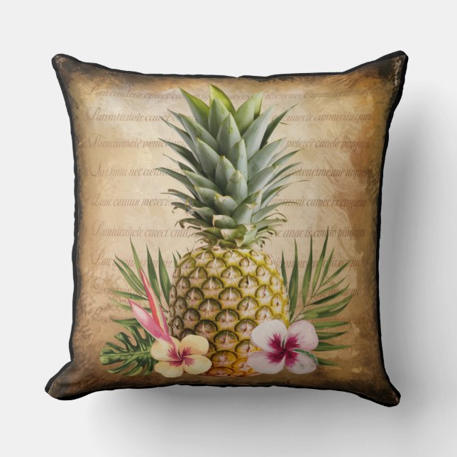 Coussin Ananas Rustique Français Calligraphie chic (Recto)