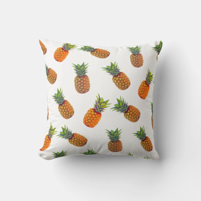 Coussin Ananas sur fond blanc (Recto)
