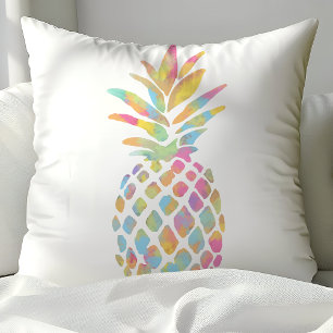 Coussin Ananas Tropical Arc-en-ciel Aquarelle