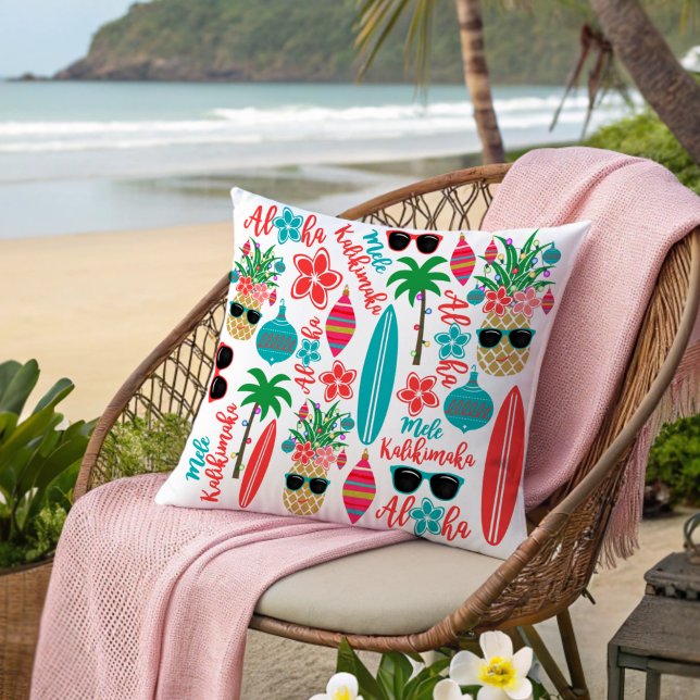Coussin Ananas tropical Mele Kalikimaka Noël (Créateur téléchargé)
