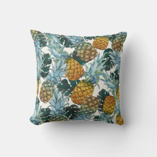 Coussin Ananas tropicaux et île exotique Feuille