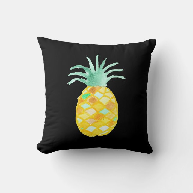 Coussin Ananas turquoise orange vert d'eau (Recto)