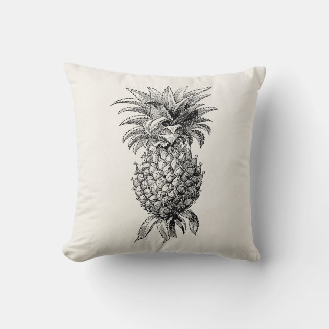 Coussin Ananas vintages d'illustration d'ananas de 1800s (Recto)